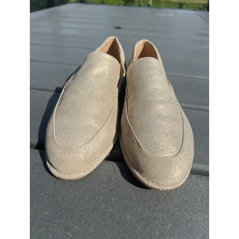 Antonio Melani Glen Women Gold Leather Slip-On Loafers Size 5 1/2 M